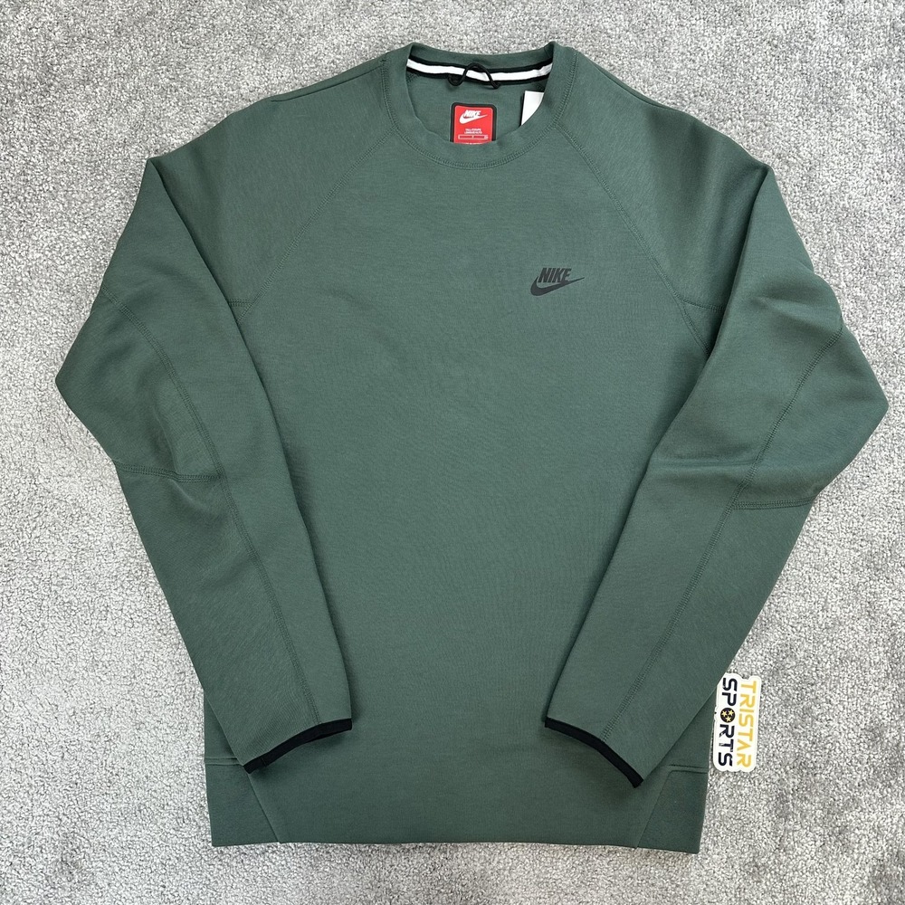 Nike Sportswear Tech Fleece Sweatshirt Mens Small Tall Green Crewneck Pullover